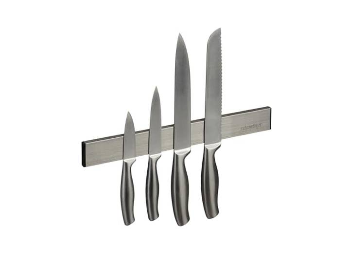 Relaxdays Barre aimantée en Acier Inoxydable\, Support Autocollant\, 30 cm de Long\, pour Couteaux & Outils\, argenté - Noir