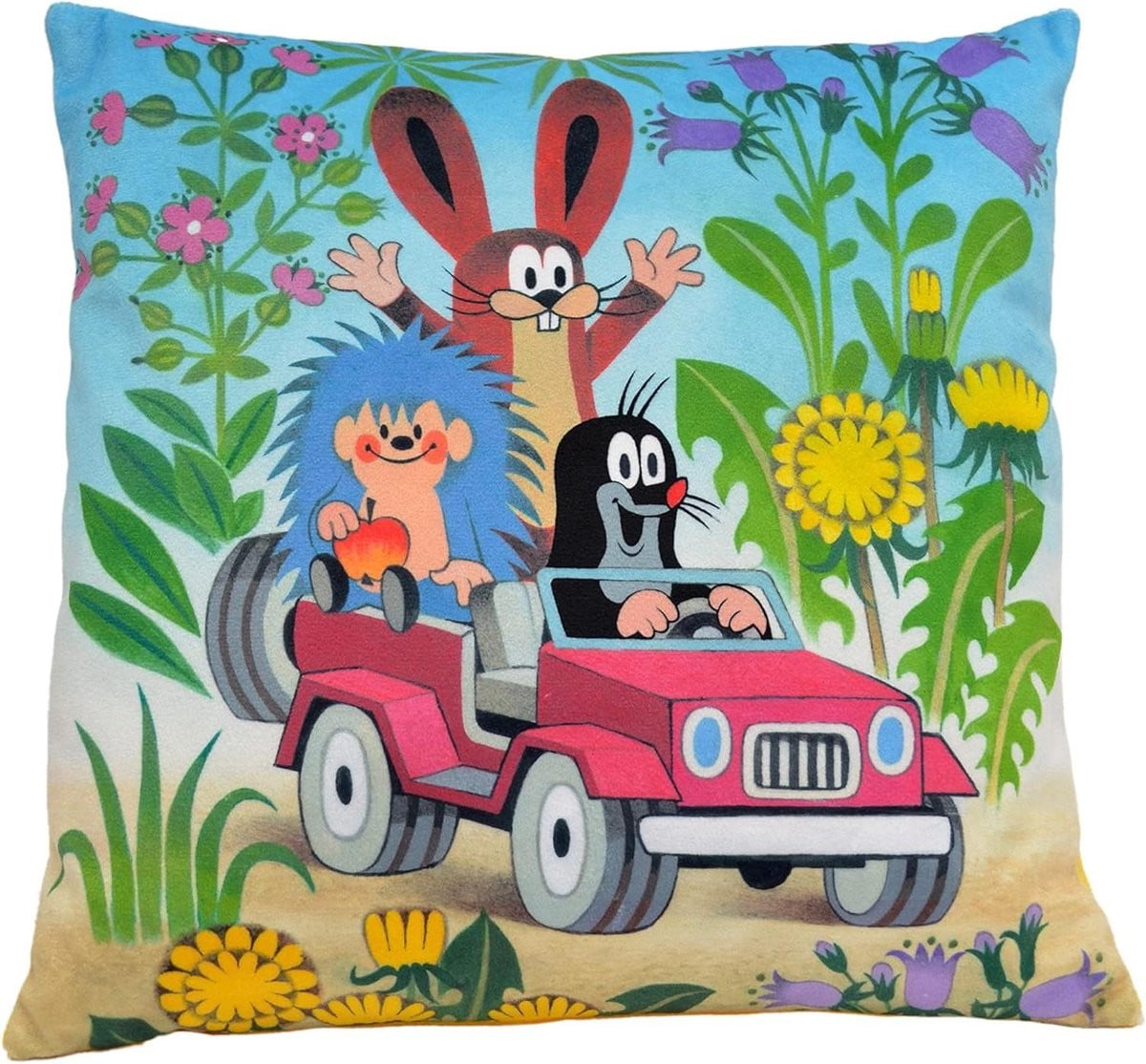Kussenhoes voor kinderen met De Kleine Mol, vierkant decoratiekussen, veelkleurig, 30 x 30 cm
