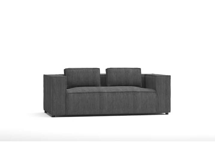 S-Style Möbel Nante Sofa 2-Sitzer Couch Wohnzimmersofa Lounge Couch mit Cordbezug Möbel Freistehende Polster Sofas & Couches Grau 196 x 92 x 64 cm