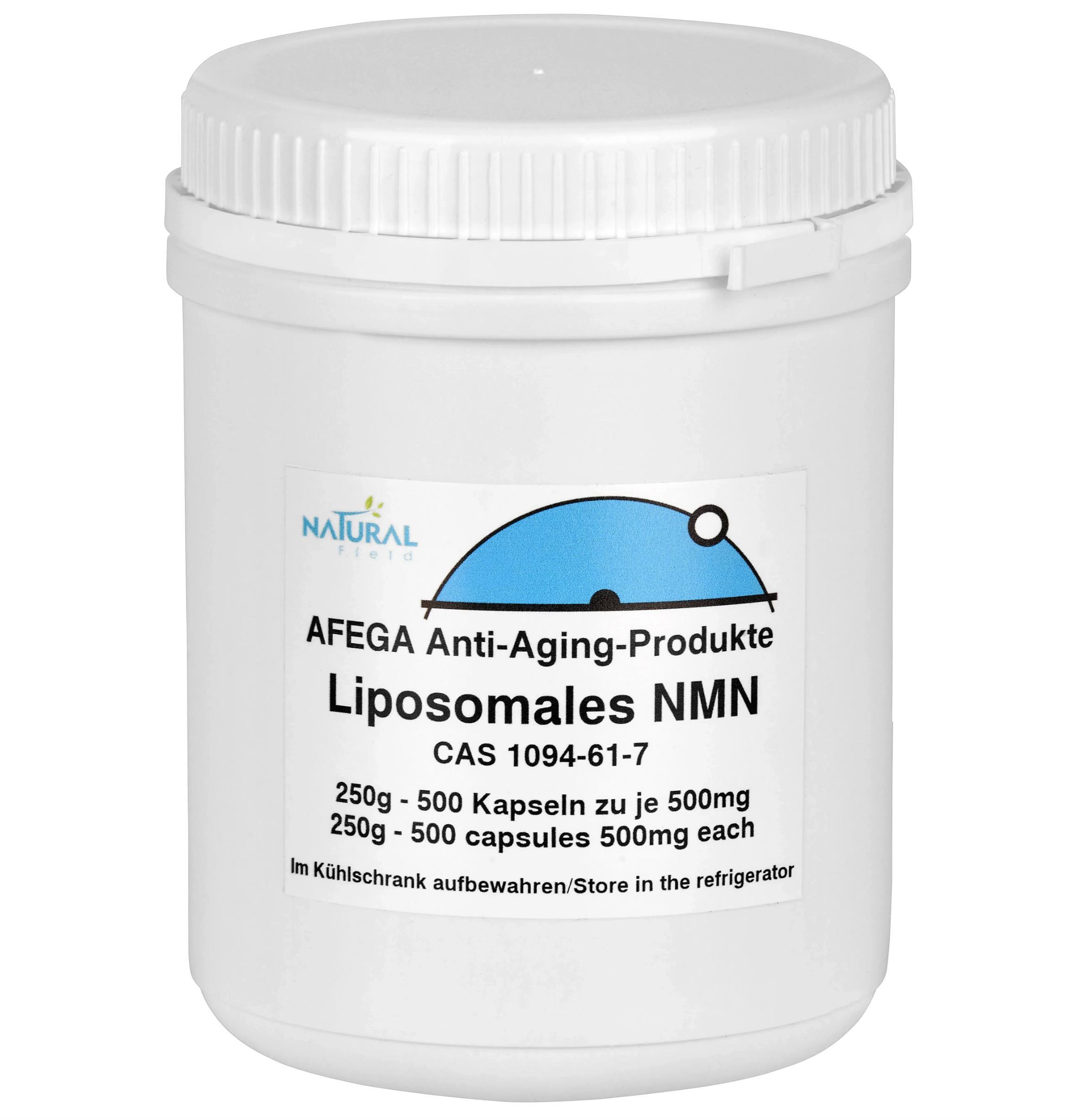 AFEGA Liposomales NMN - NAD-Booster in seiner bioverfügbarsten Form - 250 g liposomales NMN-(Nicotinamid Mononukleotid) - 500 Kapseln zu je 500mg