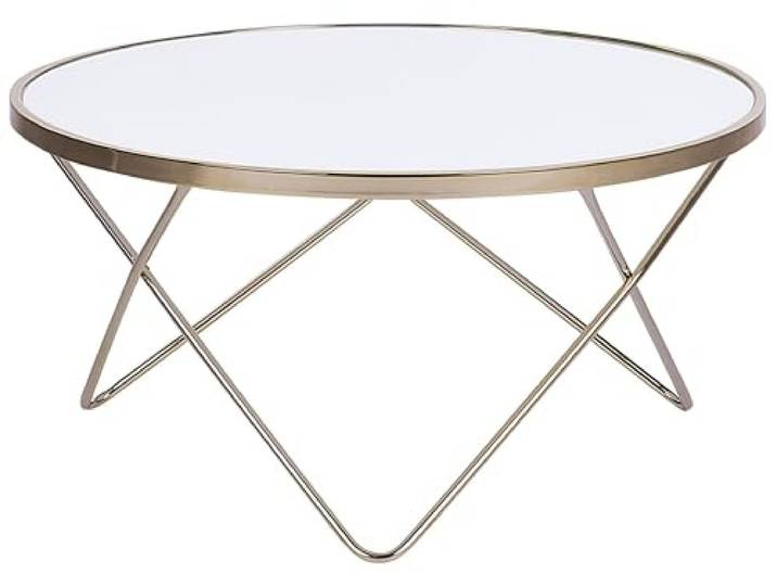 Beliani Designer Beistelltisch rund weiß/Gold Meridian