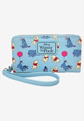 Women's Disney Winnie The Pooh & Eeyore Wallet All-Over Print Zip Around Wristlet Strap by Woman Within in Blue