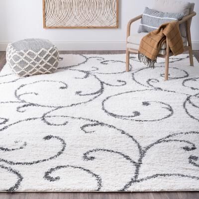 Alise Rugs Sohni Shag Farmhouse Floral Indoor Area Rug