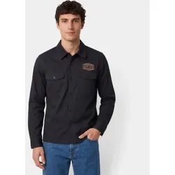 Deus Ex Machina für Herren. D263MSH177 Service Hemd langarm schwarz (L), Lässig, Polyester
