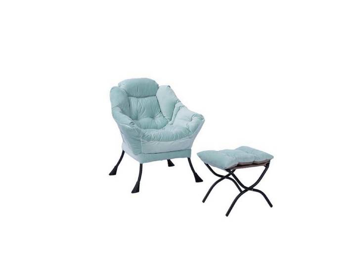 LuxusKollektion Loungesessel Sessel Ottomane Lounge Fußstütze Seitentasche Wohnzimmer Blau-56