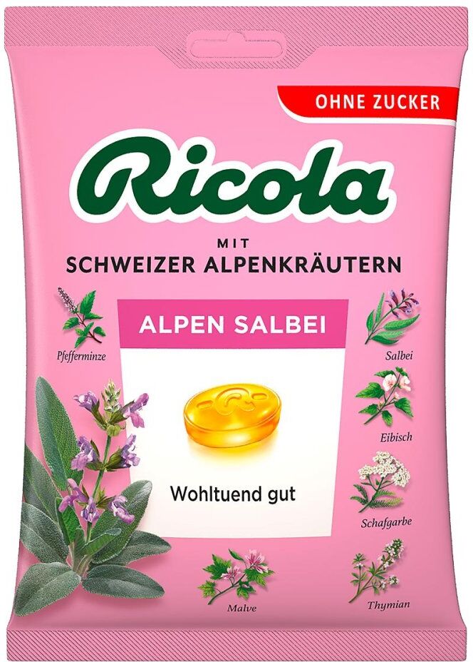 Ricola Alpen Salbei Bonbons ohne Zucker Beutel 75g