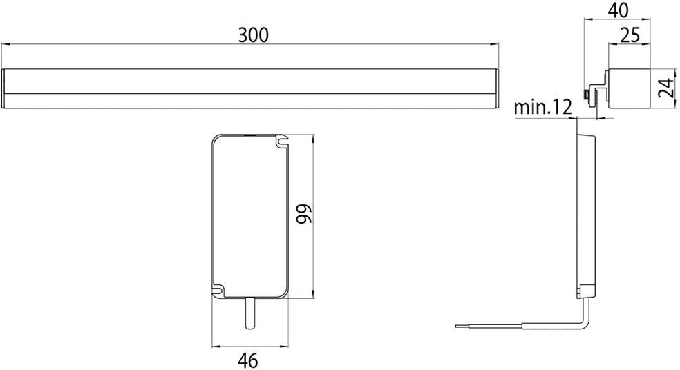 Emco system 2 LED-Spiegel-Klemmleuchte waagerecht 30 cm