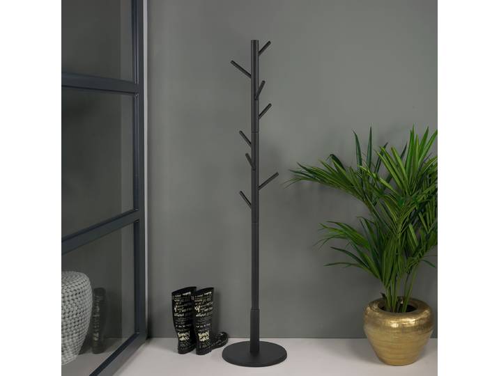 Porte-manteau en bois massif Bro 36 x 170 x 36cm Noir/Noir