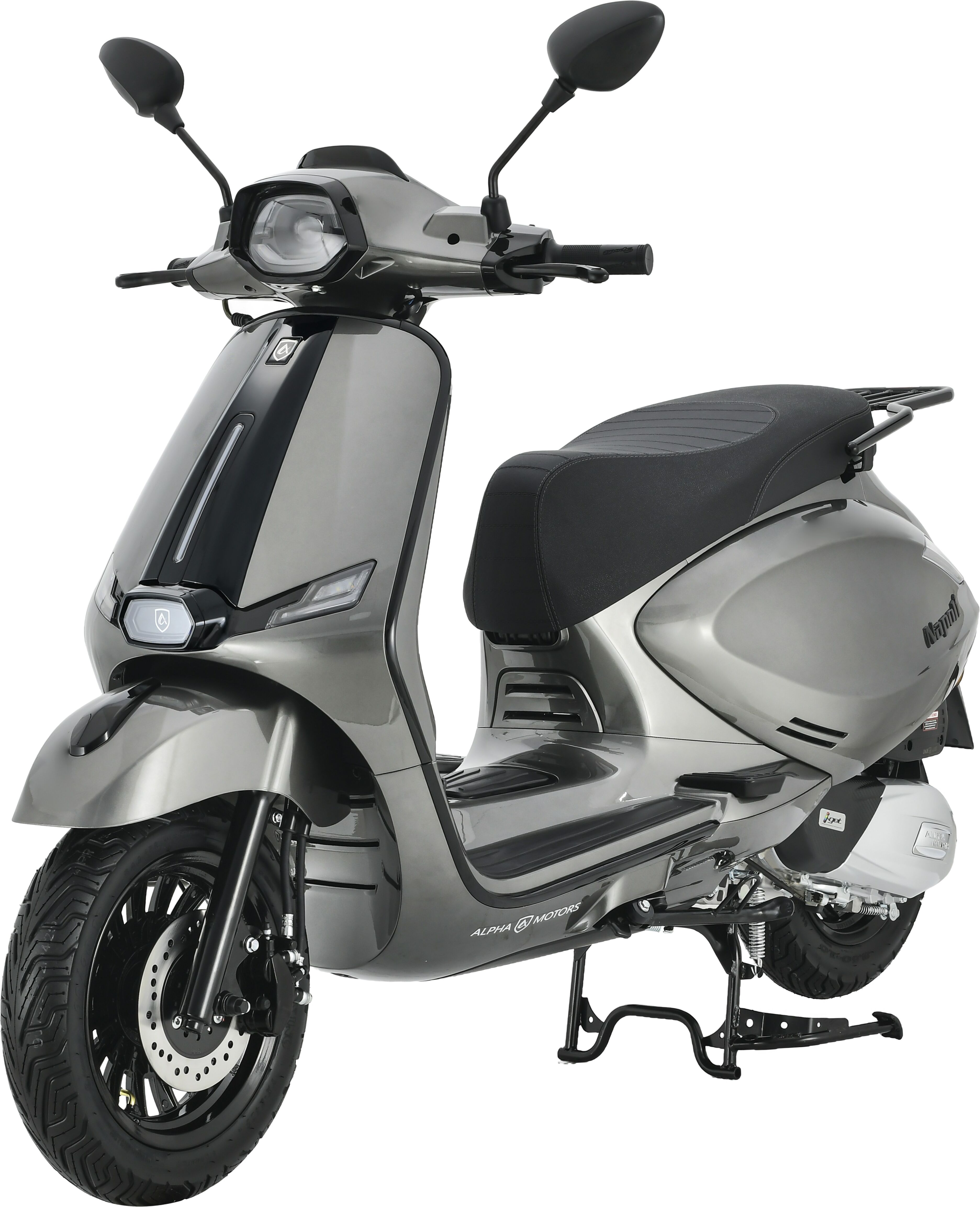 Motorroller ALPHA MOTORS "Napoli 125 ccm 85 km/h EURO 5+ (mit/ohne Topcase)", silber (silberfarben, schwarz, schwarz), Motorroller, ohne Topcase, 85 km/h, B:72cm H:117cm L:182cm