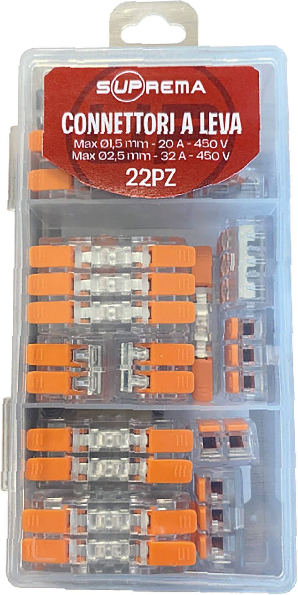 Tecnomat CONNETTORI RAPIDI A LEVA 1,5/2,5 mm LINEARI DA 1+1 VIE 3+3 VIE CONFEZIONE DA 22 PEZZI