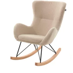 SCHAUKELSTUHL Keila komfortabel und bequem Bouclé Stoff in beige