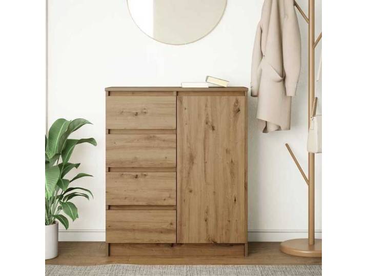 Buffet avec tiroirs - - Chêne artisanal - Bois d'ingénierie - 71x35x84 cm - 4 tiroirs - 1 porte - 1 étagère