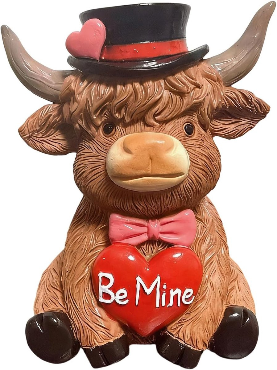 Wit Koeienbeeldje van hars - Dierenhart Decoratie - Hoogte: 11 cm
