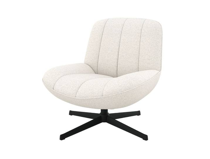 Fauteuil pivotant en tissu bouclé blanc cassé