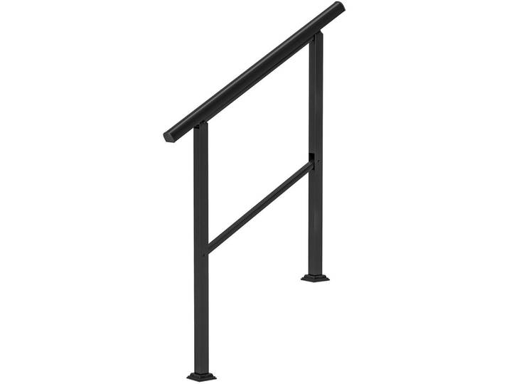 Outsunny Treppengeländer Winkelverstellbar aus Metall Schwarz, 5x102x95 cm, Dekoration, Gartendeko