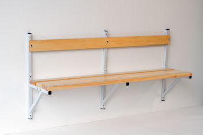 Wandbank, Holz, 1500 mm breit, lichtgrau (RAL 7035)
