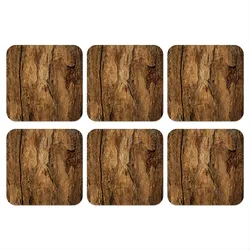GLASUNTERSETZER 6er-Set Baumstamm - Holz - Textur Getränkeuntersetzer 10x10 cm