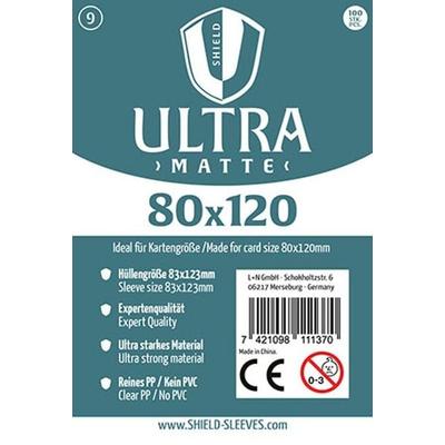 Shield Sleeves 1027386 - Shield Ultra Matte 9, 100 Super Sleeves für Kartengröße 80 x 120 mm, Spielkarten-Schutzhüllen