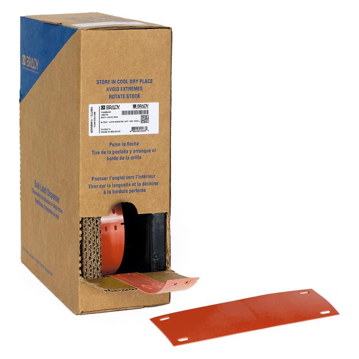 Brady BM-25x75-7643-RD, Heatex Schilder, Rot, matt, 25.00 x 75.00 mm, nicht klebend, Grossrolle (25 (25 mm) (BM-25X75-7643-RD)