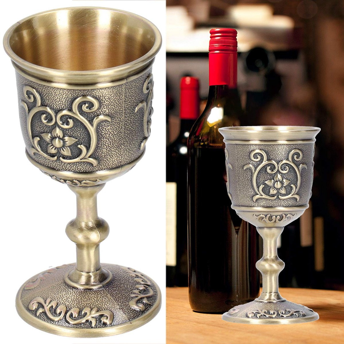 Dailygoods Wijnbeker Vintage Bronzen Kelk met Middeleeuwse Charme