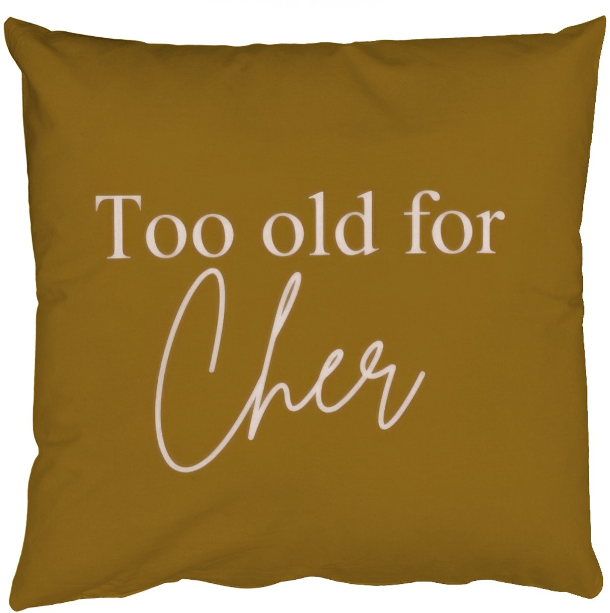 Sierkussen Too old for cher - Groen en Roze - 40 x 40 cm