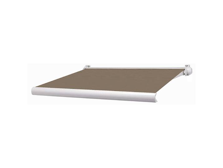 Store coffre LOUISA blanc 3m x 2m manuel toile S130 uni taupe