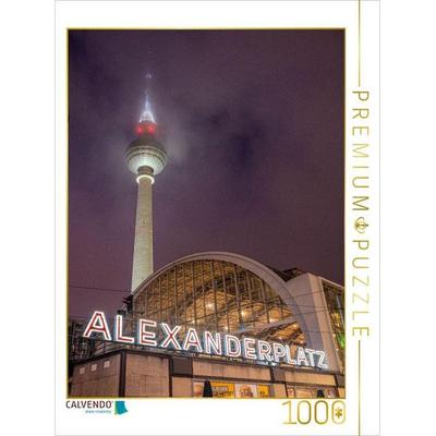 CALVENDO Puzzle Alexanderplatz bei Nacht - Turm & Schriftzug | 1000 Teile Lege-Größe 64x48cm Foto-Puzzle für glückliche Stunden