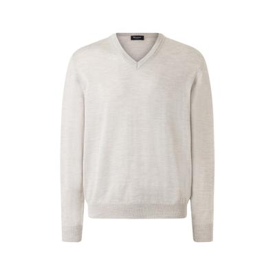 Strickpullover MAERZ MUENCHEN "Maerz Muenchen 490400 Strickpullover Herren Bekleidung", Herren, Gr. 56, beige, 100% Wolle, V-Ausschnitt, Pullover Strickpullover