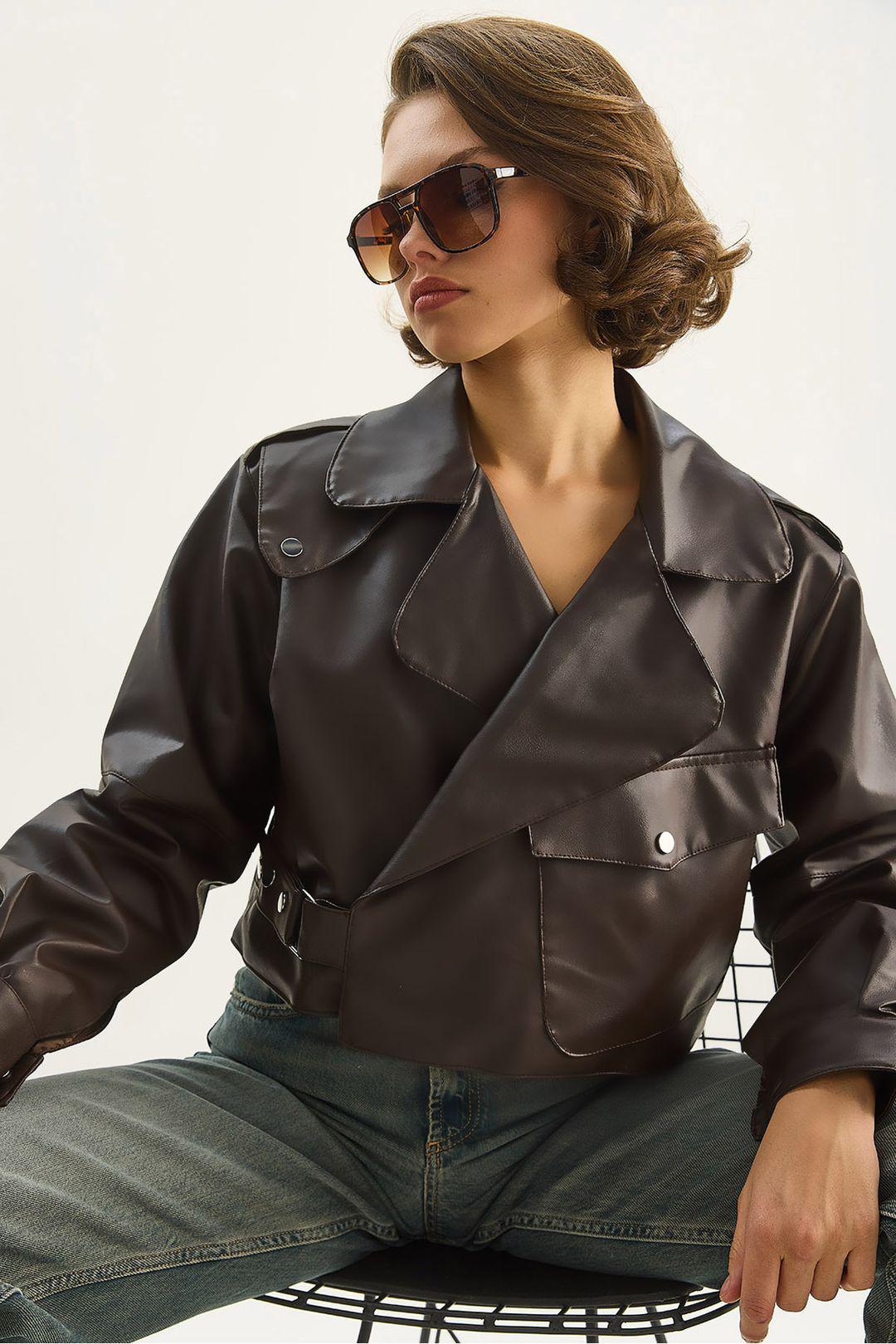 Oversized Cropped Faux Leather Jassen