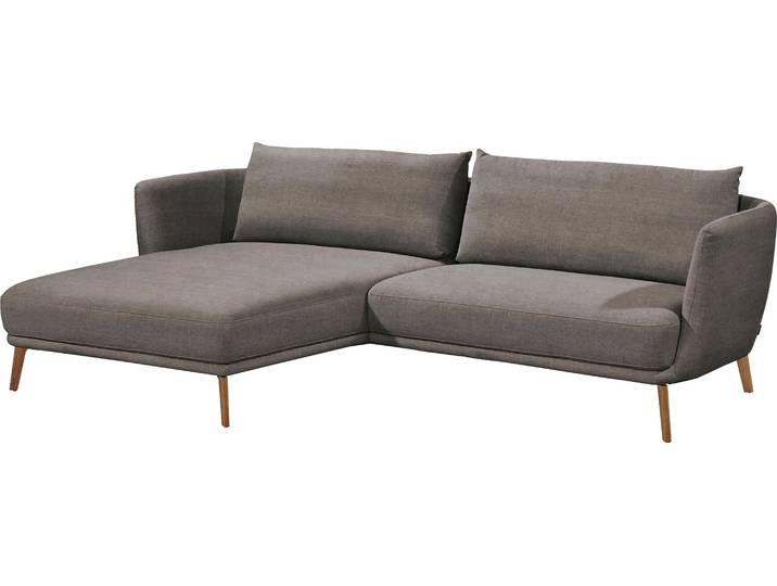 Ecksofa, Velours, Grau (Stone), 270×160 cm, Longchair Links, Schöner Wohnen-Kollektion