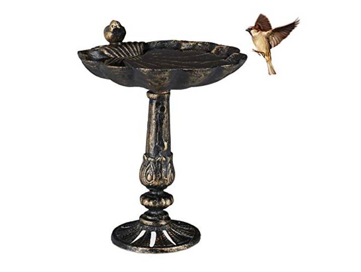 Relaxdays Abreuvoir Oiseaux\, Fonte de Fer\, décoration Jardins\, Style Antique\, mangeoire sur Pied\, 40 cm de Haut\, bronzé