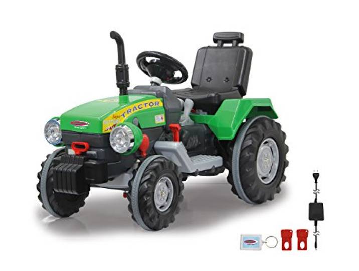 JAMARA 460276 Ride-on Traktor Power Drag 12V-2-Gang, Gaspedal, Bremse, 2 leistungsstarke Antriebsmotoren & Akku, bis 90 Min. Fahrzeit, Sound, Schlüsselsystem, Verstellbarer Sitz