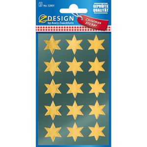 Zweckform Sticker 52801 Z-Design, Christmas, Sterne gold, glänzend, 30 Aufkleber, 30 Stück