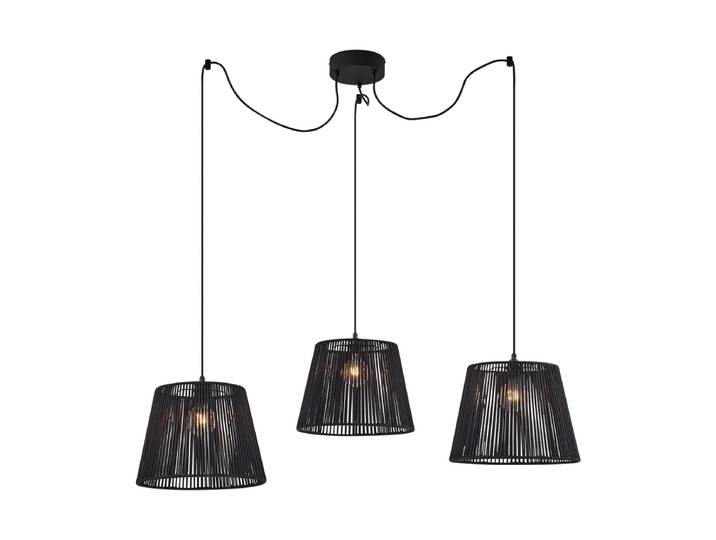 Suspension d'extérieur noire avec abat-jour en corde noire 3