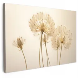 LEINWANDBILD Sonnenlicht - Löwenzahn - Botanisch - Blumen Gemälde 60x40 cm