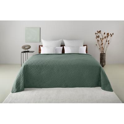 Tagesdecke OTTO HOME "Tesso, 1 Stück, Unifarbene gesteppte Tagesdecke, modernes Design", grün, B:240cm L:250cm, Polyester, Tagesdecken, 100% Polyester, Dreiecke - grafisches Muster, Uni-Design