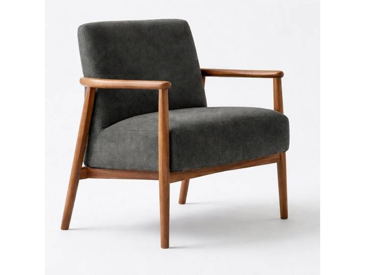 Xlmoebel Sessel Grau gepolsterter Designer-Sessel mit Holzrahmen und Stoffbezug (1-St., Designer-Sessel), Made in Europa