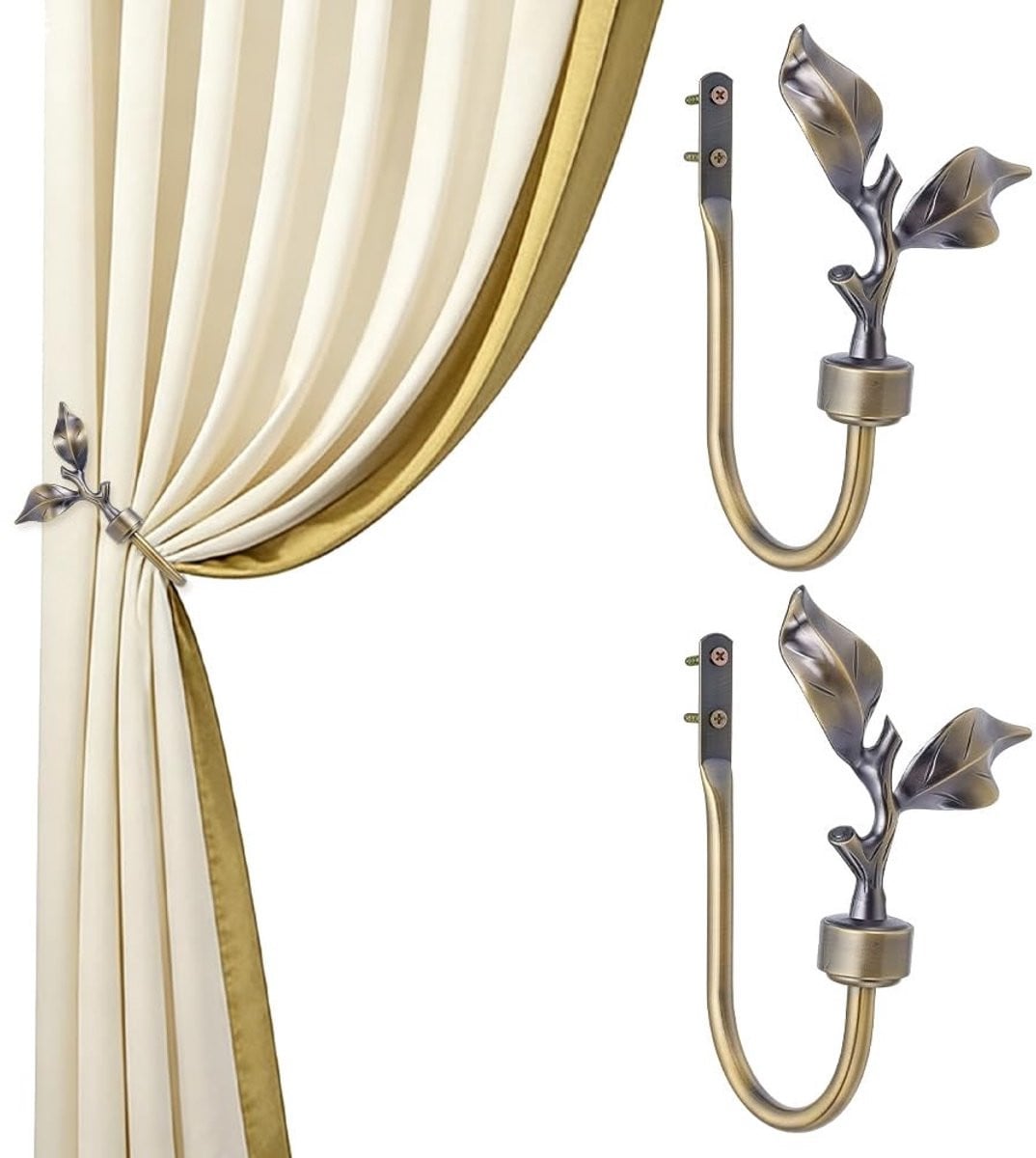 Dailygoods Bladvormige Gordijn Terughouders - Antiek Brons