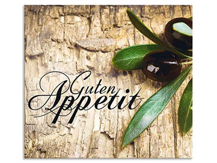 ARTland Spritzschutz Küchenrückwand aus Alu für Küche Herd Spüle 60x55 cm (BxH) mit Motiv Kräuter Olive Guten Appetit Olivenzweig Holzoptik Braun H6ZI