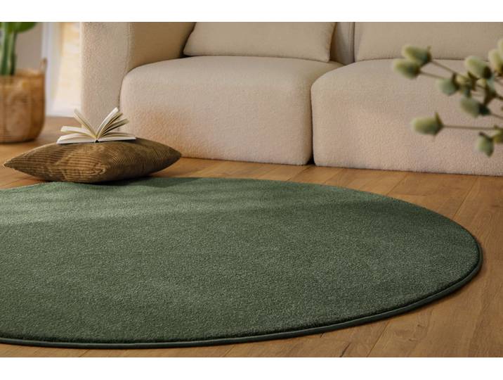 Teppich ESPRIT Vegas - ESPRIT Kollektion , laub grün, H:15mm Ø:160cm, Polypropylen, Teppiche, Teppich, Kurzflor, uni, gewebt, pflegeleicht, formstabil, für Fussbodenheizung