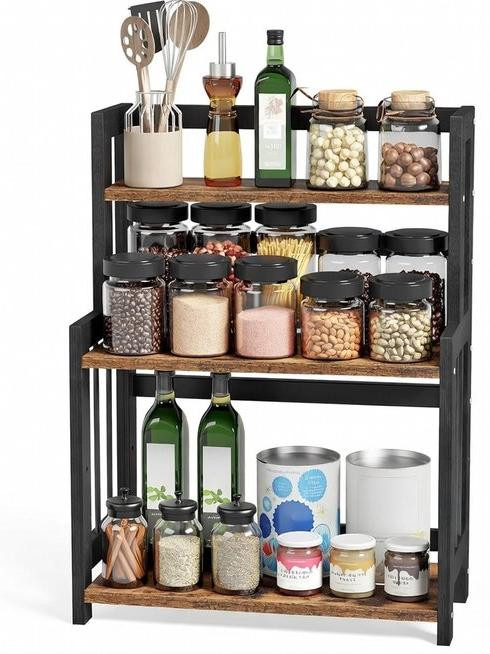 Keukenrek met 3 niveaus Kruidenorganizer in zwart of bruin