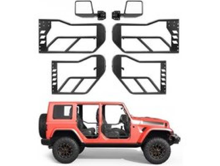 VEVOR Jeep Rohrrahmentüren mit DOT-zertifizierten Seitenspiegel 4-türig Kompatibel mit Jeep Wrangler JL (2018-2026) & Gladiator JT (2020-2026) Offroad Rohrrahmentüren Vorne & Hinten mit Gummipuffern