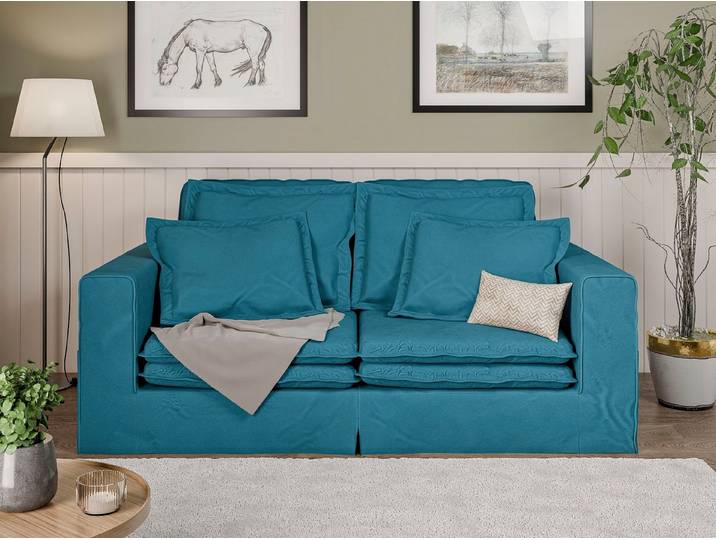 Home affaire 3-Sitzer ALISSAS BIS mit vielen Kissen, Biesen an den Kissen, Hussen-Optik, kleine Taschen an der Seite zum Verstauen