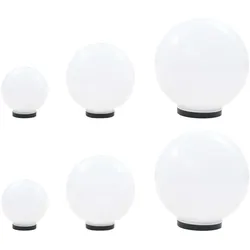 vidaXL 6 Stk. LED-Gartenleuchten-Set Kugelförmig 20/30/40 cm PMMA
