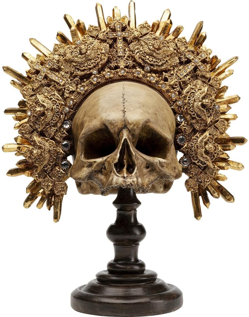 Dekofigur KARE DESIGN "King Skull Gold", gold (goldfarben), B:34cm H:42cm, Kunststoff, Dekofiguren, Dekofigur goldfarben B/H/T: 34cm x 42cm