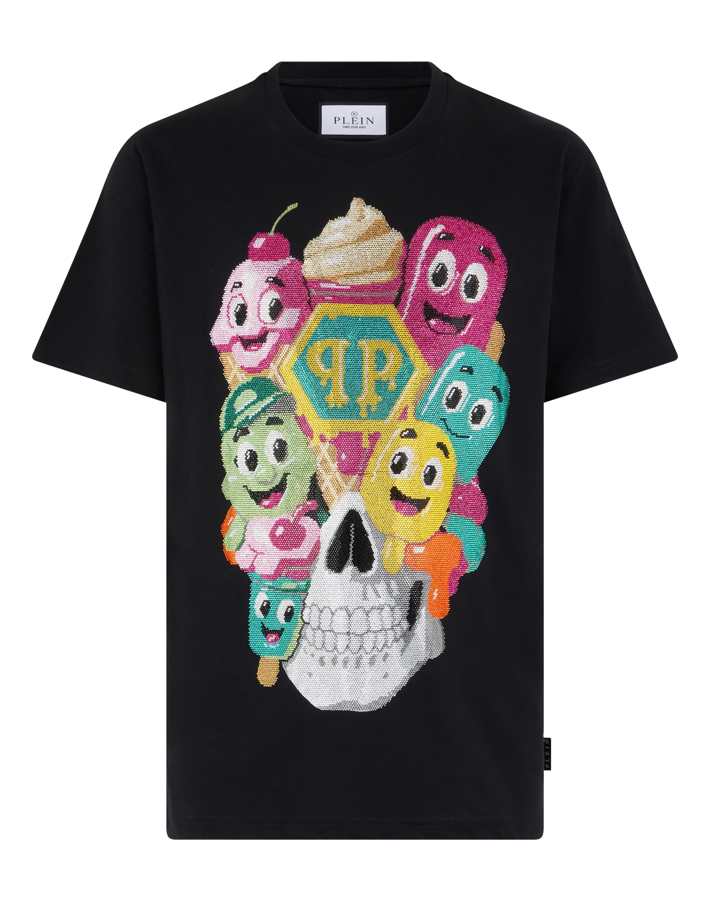 Round Neck T-Shirt Little Ice Cream Skull