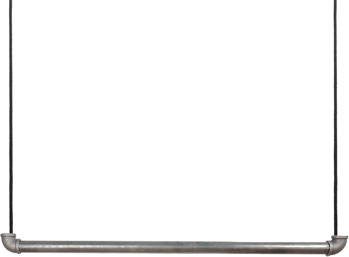 Natural Goods Berlin hanggarderobe Pipe Gard Swing - Industriële vintage kledingstang met plafondmontage en verstelbaar zwart touw - Breedte: 60 cm