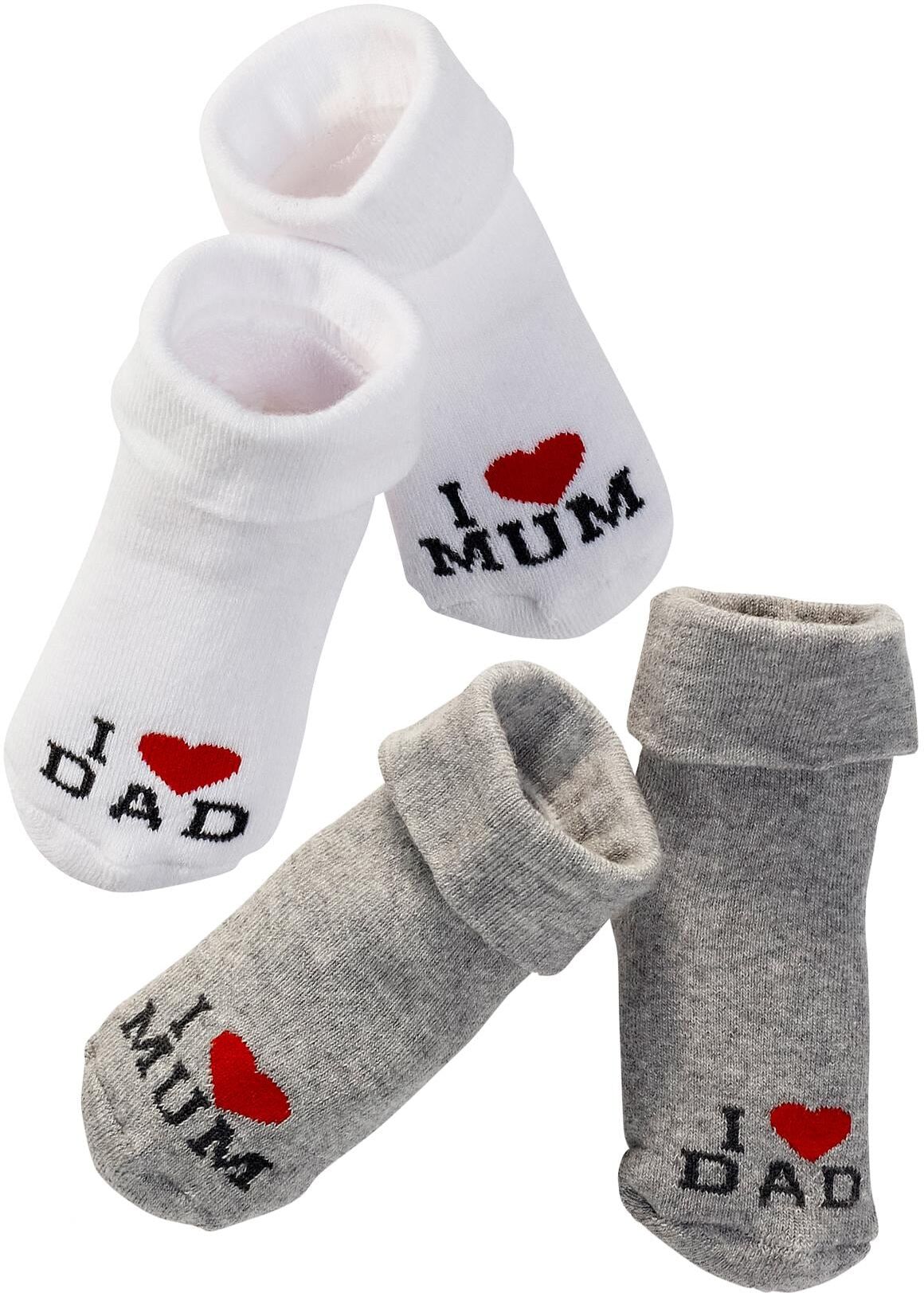 Umschlagsocken VIVANCE "Baumwollsöckchen für Neugeborenen, Baby, Kinder, Home Socken Geschenk", Jungen, Gr. 15-18, grau (weiß, grau), Baumwolle, Baumwollmischung, Elasthan, Polyamid, Polyester, meliert, elastisch, Socken Umschlagsocken, mit Umschlagbündch