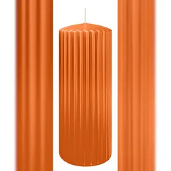 Wiedemann Kerzen Rillen Kerzen Aprikose 200 x Ø 80 mm, 4 Stück