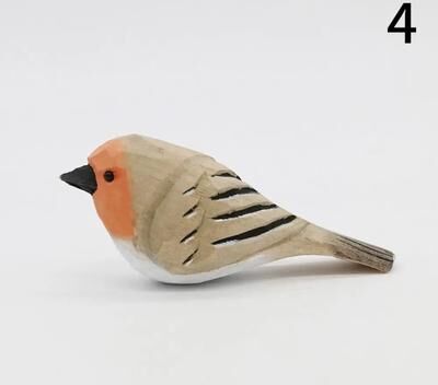 Inspired Finds Handmade Wooden Bird Figurine Mini Carved Decor Cute Small Bird Ornament Gift rustic Robin